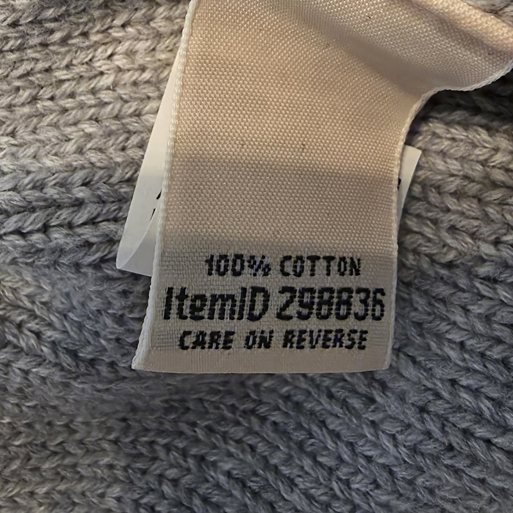 L.L. Bean Women Fisherman Grey Cable Knit Sweater Full Front Zip L - Picture 11 of 12
